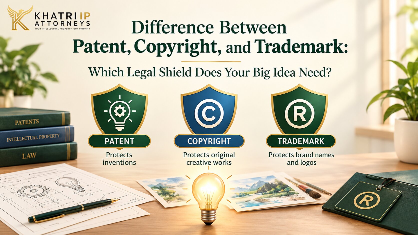 Difference Between Patent, Copyright, and Trademark: Which Legal Shield Does Your Big Idea Need?